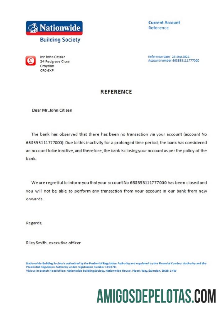 Referência de encerramento nacional do Reino Unido amostra